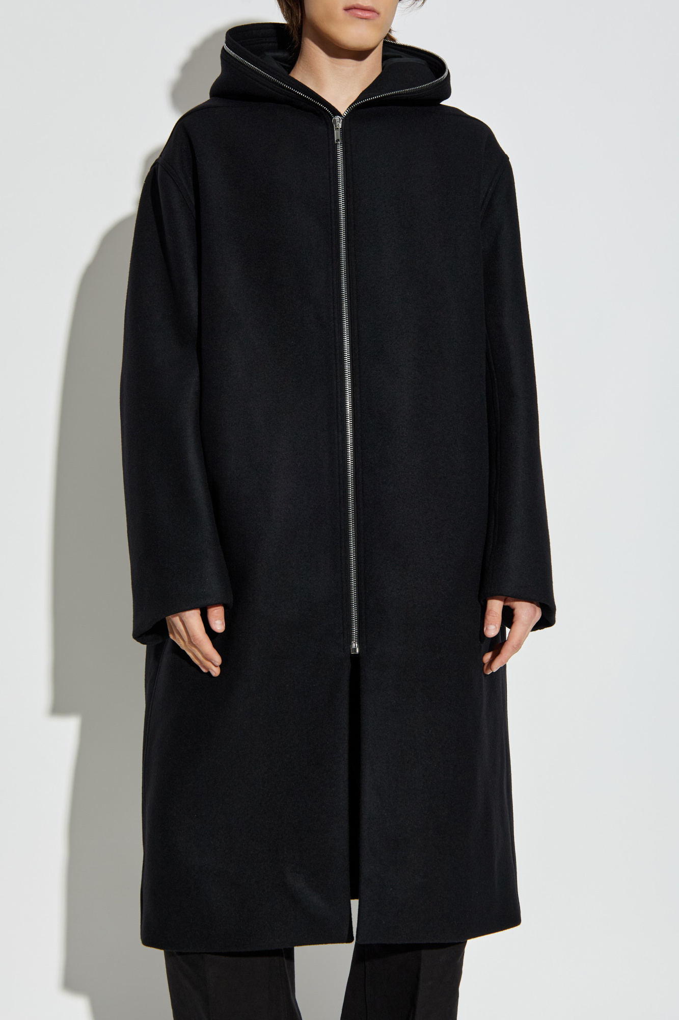 Rick Owens DOUBLE BREASTED GABARDINE HOODED TRENCH COAT